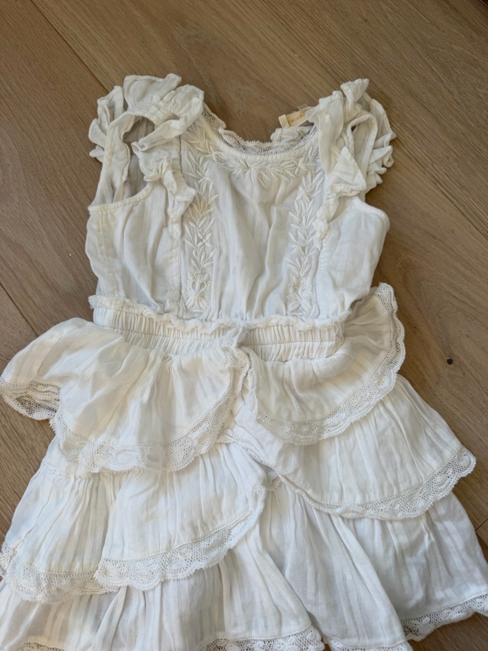 LoveShackFancy White Lace Tiered Dress